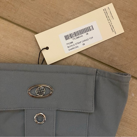 LUXE TO KILL Charcoal Strap Detail Crop Top - Picture 9 of 10